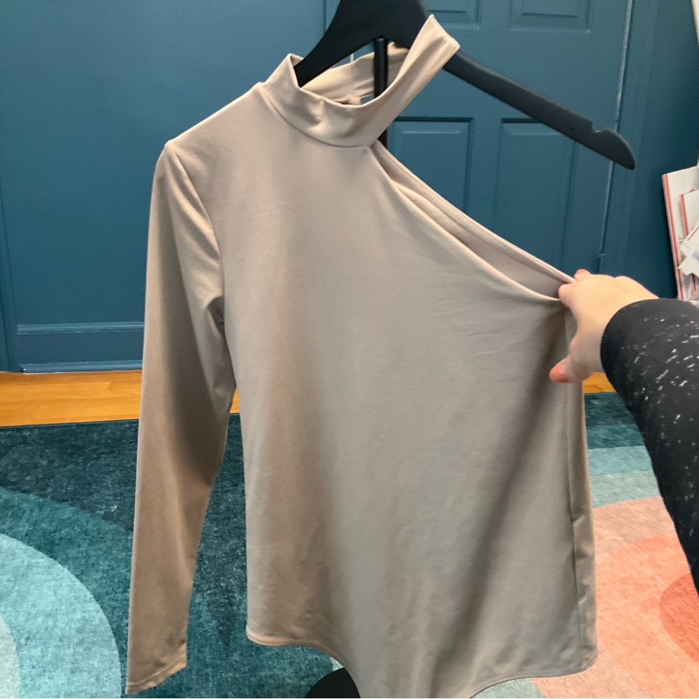 Abercrombie & Fitch One Shoulder Bodysuit | Taupe Beige | Women’s Size Small